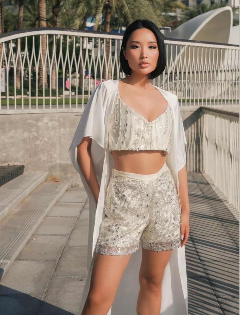 BEADED SHORTS & CAPE