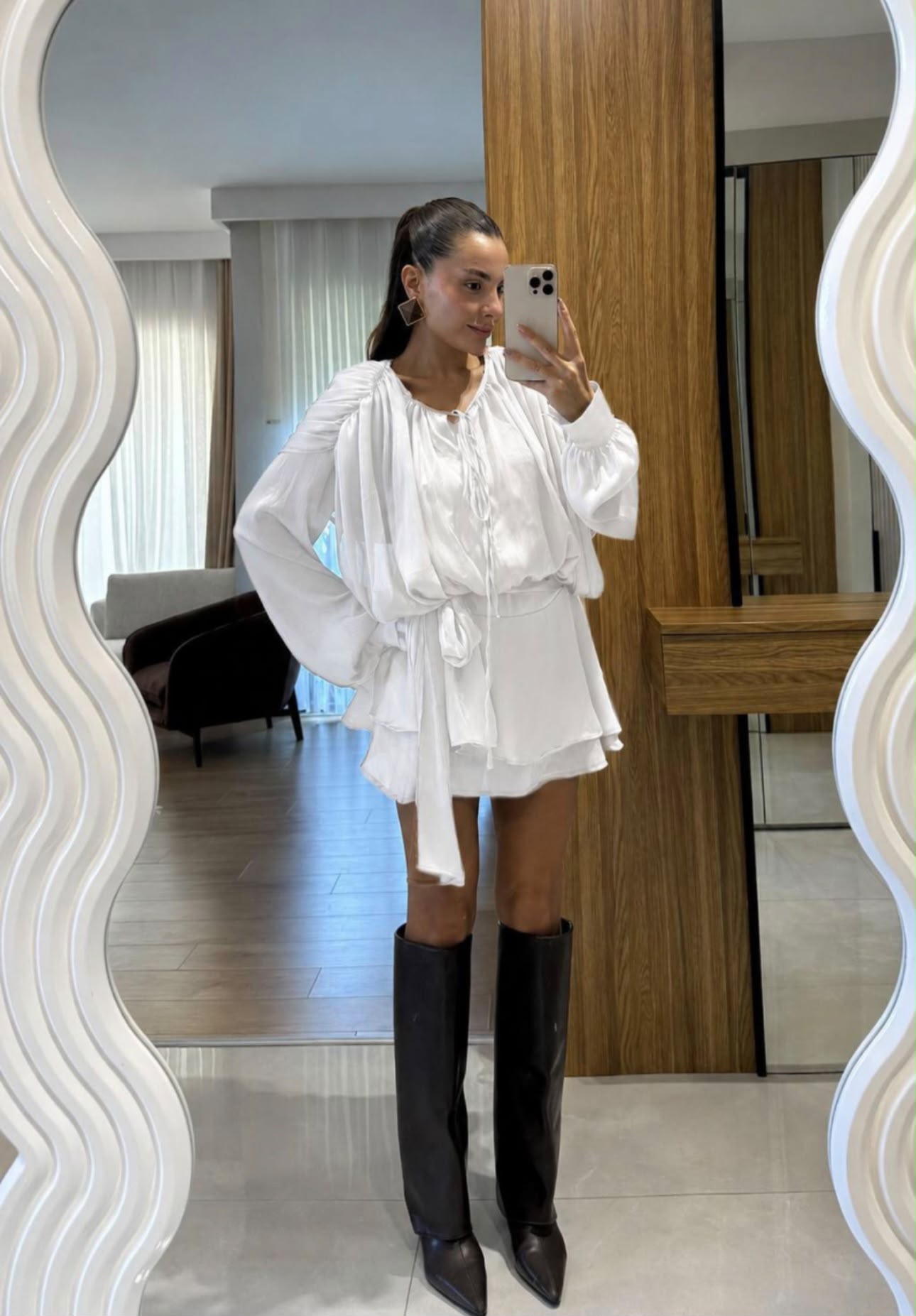 WHITE SATIN CHIC DRESS